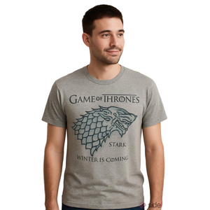 Game of Thrones T-Shirt Adult Large Gray Winter is Coming WOLF House of Stark